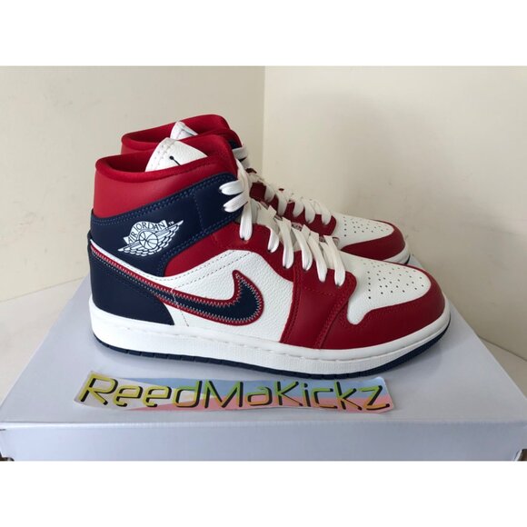 Jordan 1 Mid SE USA White Red Womens sizes DQ7648 600 - Picture 3 of 5